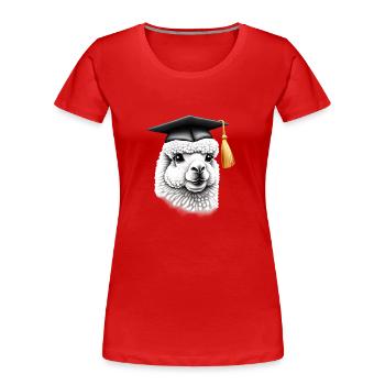 Baccalauréat Diplômé de l’école d’alpaga - T-shirt bio Premium Femme - rouge - Devant - Mia (176cm)