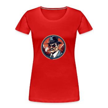 the mysterious man - Women's Premium Organic T-Shirt - red - Front - Mia (176cm)