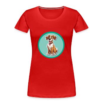Dog Cartoon 1 - Women's Premium Organic T-Shirt - red - Front - Mia (176cm)