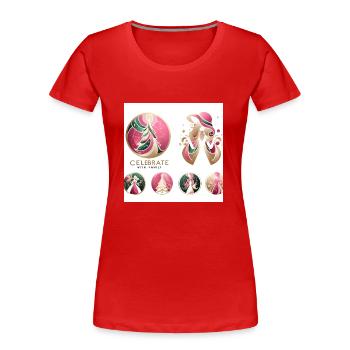 Feiern Sie mit Familia - Frauen Premium Bio T-Shirt - Rot - Vorne - Mia (176cm)