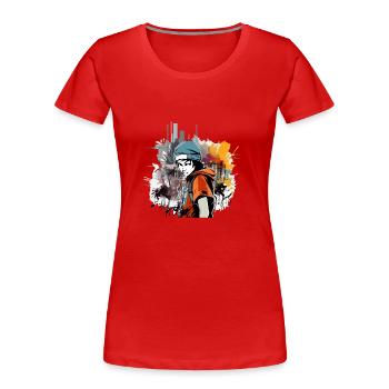 Urbanes Théo - Frauen Premium Bio T-Shirt - Rot - Vorne - Mia (176cm)