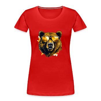 Bär mit Sonnenbrille, Illustration - Frauen Premium Bio T-Shirt - Rot - Vorne - Mia (176cm)