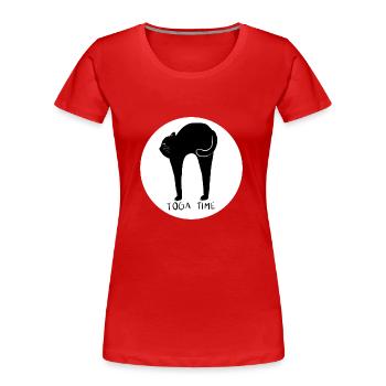 CAT YOGA TIME - Design5 - T-shirt bio Premium Femme - rouge - Devant - Mia (176cm)