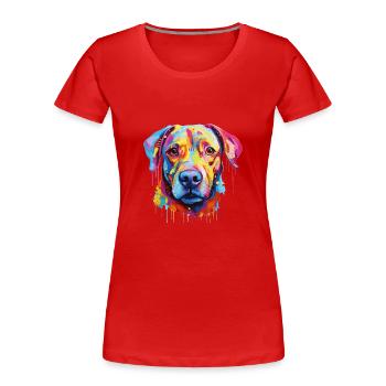 der bunte Hund - Frauen Premium Bio T-Shirt - Rot - Vorne - Mia (176cm)