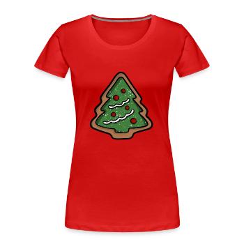 Weihnachtsbaum Plätzchen - Frauen Premium Bio T-Shirt - Rot - Vorne - Mia (176cm)