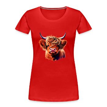 Illustration de l’écorce du bétail des Highlands - T-shirt bio Premium Femme - rouge - Devant - Mia (176cm)