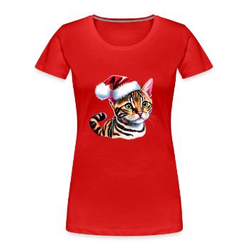 Chaton de Noël chat du Bengale Chaton du Bengale - T-shirt bio Premium Femme - rouge - Devant - Mia (176cm)