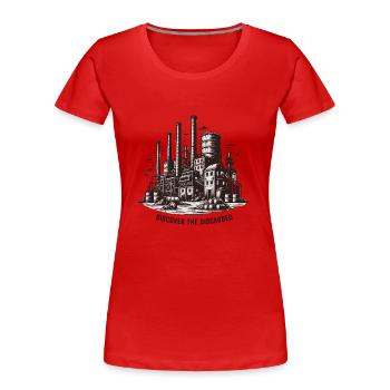 "Discover the abandoned" - Women's Premium Organic T-Shirt - red - Front - Mia (176cm)