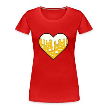 Bier-Liebe | Herz aus Bier - Frauen Premium Bio T-Shirt - Rot - Vorne - Mia (176cm)