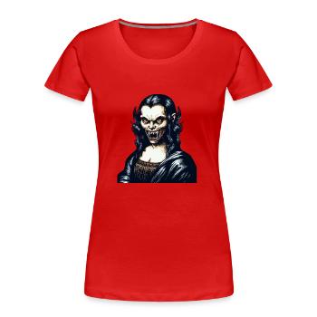 Mona Lisa goes Vamp - Frauen Premium Bio T-Shirt - Rot - Vorne - Mia (176cm)