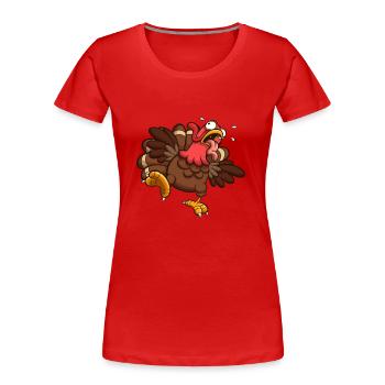 Erschrockener Truthahn verschlingt - Frauen Premium Bio T-Shirt - Rot - Vorne - Mia (176cm)