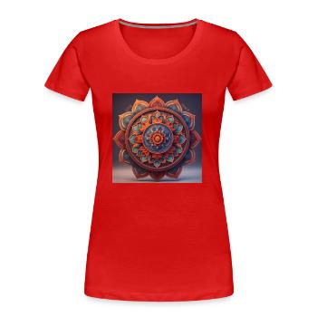 Mandala - LOVE & PEACE - Frauen Premium Bio T-Shirt - Rot - Vorne - Mia (176cm)