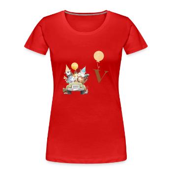Buchstabe V Safari - Frauen Premium Bio T-Shirt - Rot - Vorne - Mia (176cm)