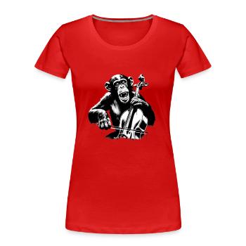 Cello Monkey Monkey Orchestra Street Art Banksy Style - Women's Premium Organic T-Shirt - red - Front - Mia (176cm)
