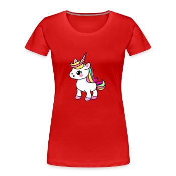 Einhorn Fabeltier Mädchen Einhörner - Frauen Premium Bio T-Shirt - Rot - Vorne - Mia (176cm)