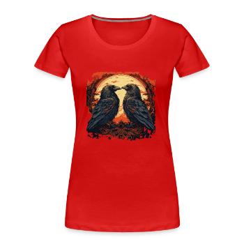 Viking Design Hugin & Munin the Ravens of Odin - Women's Premium Organic T-Shirt - red - Front - Mia (176cm)