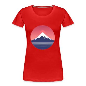 Minimalist Mt. Fuji - Women's Premium Organic T-Shirt - red - Front - Mia (176cm)