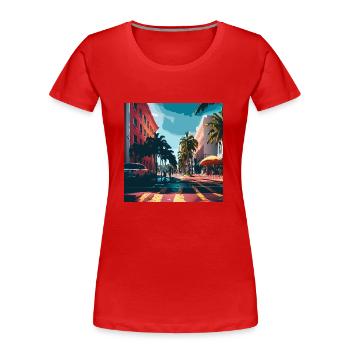 Colorfull Streets in Miami (Miami Collection) - Frauen Premium Bio T-Shirt - Rot - Vorne - Mia (176cm)