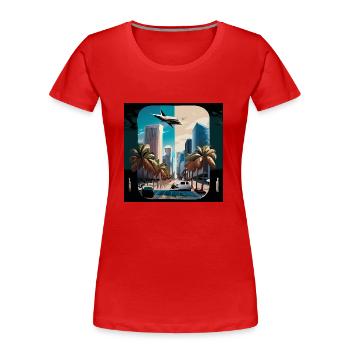Miami night/day split (Miami Collection) - Frauen Premium Bio T-Shirt - Rot - Vorne - Mia (176cm)