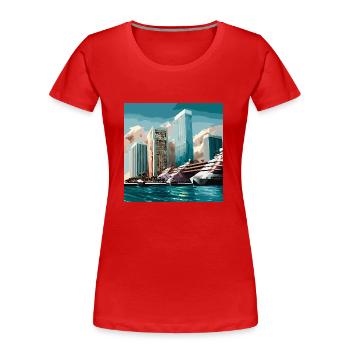 Arrival in Miami over water (Miami Collection) - Frauen Premium Bio T-Shirt - Rot - Vorne - Mia (176cm)