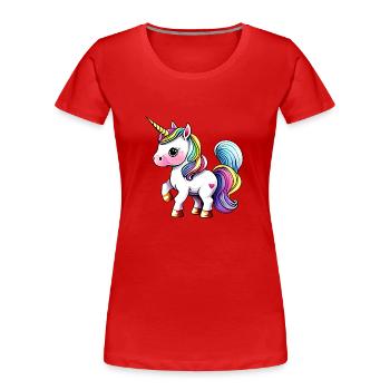 Einhorn Fabeltier Mädchen Einhörner Fabelwesen - Frauen Premium Bio T-Shirt - Rot - Vorne - Mia (176cm)