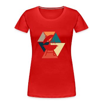 Vintage Retro BBQ - BBQ Gift Idea - Women's Premium Organic T-Shirt - red - Front - Mia (176cm)