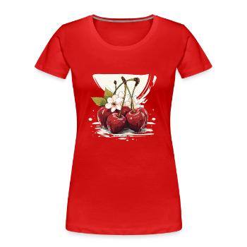 Cherry - illustration - Women's Premium Organic T-Shirt - red - Front - Mia (176cm)