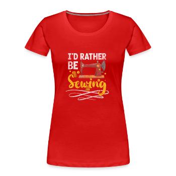 Schneider Schere Nähen - Frauen Premium Bio T-Shirt - Rot - Vorne - Mia (176cm)