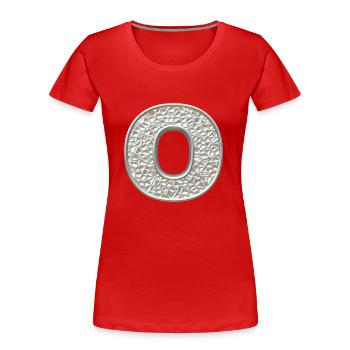 O, letter, letter O, initial, initial O, monogram, - Frauen Premium Bio T-Shirt - Rot - Vorne - Mia (176cm)