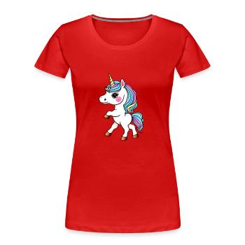 Einhorn Fabeltier Mädchen Einhörner Fabelwesen - Frauen Premium Bio T-Shirt - Rot - Vorne - Mia (176cm)