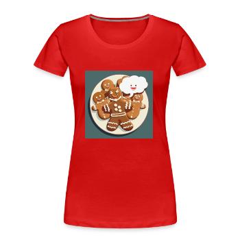 Lebkuchen / Weihnachten / Lebkuchenmann - Frauen Premium Bio T-Shirt - Rot - Vorne - Mia (176cm)