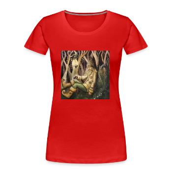 Mein Design - Frauen Premium Bio T-Shirt - Rot - Vorne - Mia (176cm)