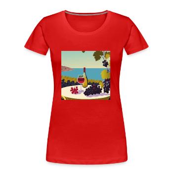 Wein / Rotwein / Weißwein - Frauen Premium Bio T-Shirt - Rot - Vorne - Mia (176cm)