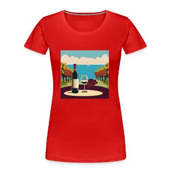 Wein / Rotwein / Weißwein - Frauen Premium Bio T-Shirt - Rot - Vorne - Mia (176cm)