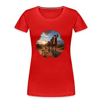 Langsam, Schritt für Schritt zieht die Karawane - Frauen Premium Bio T-Shirt - Rot - Vorne - Mia (176cm)