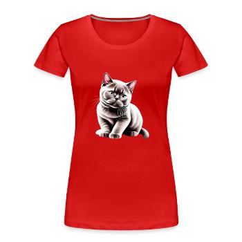 British Shorthair, Cat, Cat, Kitten, Cats - Women's Premium Organic T-Shirt - red - Front - Mia (176cm)