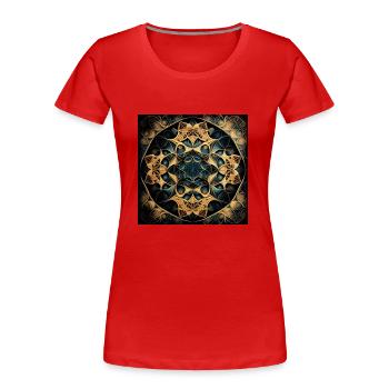 Fraktales Mandala - Frauen Premium Bio T-Shirt - Rot - Vorne - Mia (176cm)