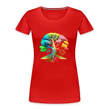 Lebensbaum Keltischer Baum des Lebens Meditation - Frauen Premium Bio T-Shirt - Rot - Vorne - Mia (176cm)