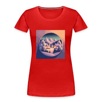Dorf in Schneekugel - Frauen Premium Bio T-Shirt - Rot - Vorne - Mia (176cm)