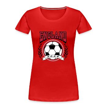 Football Soccer England Retro Style Fußball EM2024 - Women's Premium Organic T-Shirt - red - Front - Mia (176cm)