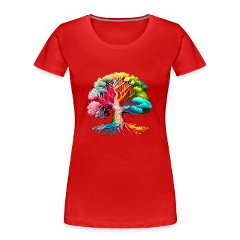 Lebensbaum Keltischer Baum des Lebens Meditation - Frauen Premium Bio T-Shirt - Rot - Vorne - Mia (176cm)