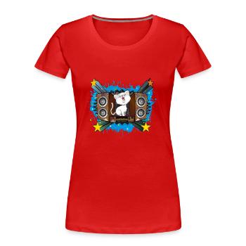 Singende Katze - Frauen Premium Bio T-Shirt - Rot - Vorne - Mia (176cm)