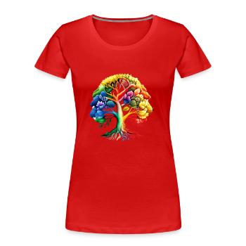 Lebensbaum Keltischer Baum des Lebens Meditation - Frauen Premium Bio T-Shirt - Rot - Vorne - Mia (176cm)