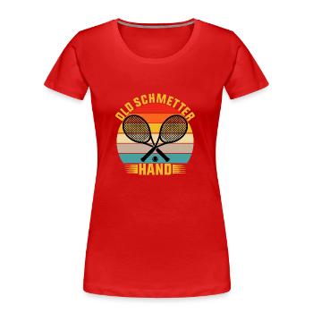 Old Schmetter Hand Tennis Tennisspieler Kleidung - Frauen Premium Bio T-Shirt - Rot - Vorne - Mia (176cm)