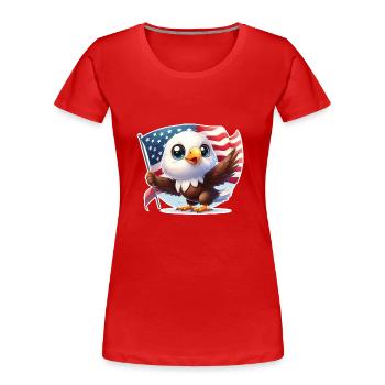 Pygargue à tête blanche mignon avec drapeau des États-Unis - T-shirt bio Premium Femme - rouge - Devant - Mia (176cm)