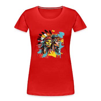 Indianer Design Indianerin Amerikas Ureinwohner - Frauen Premium Bio T-Shirt - Rot - Vorne - Mia (176cm)