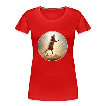 Erdmännchen in Glitzer - Frauen Premium Bio T-Shirt - Rot - Vorne - Mia (176cm)