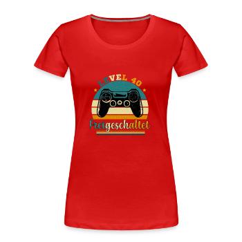 Level 40 Freigeschaltete Geschenkidee 40 Jahre - Frauen Premium Bio T-Shirt - Rot - Vorne - Mia (176cm)