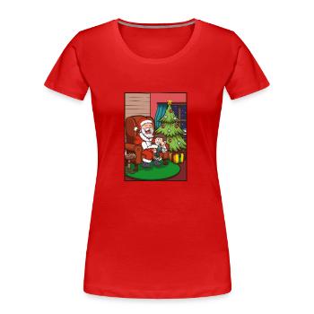 Père Noël avec enfant - T-shirt bio Premium Femme - rouge - Devant - Mia (176cm)