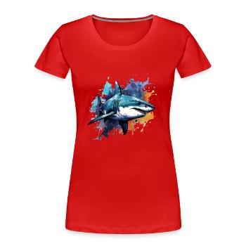 Shark design in bright colors. Ideal as a gift - Women's Premium Organic T-Shirt - red - Front - Mia (176cm)